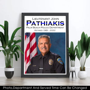 Personalized Upload Your Photo Retired Police Custom Department, Name & Time Gift For Police For Dad Wooden Frame Printed QTKVH24529