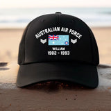 Personalized Australian Army Rank Camo Custom Name & Time Black Cap 2D Printed HN24530