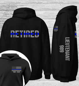 Personalized Retired US Police Custom Rank Name & Time Hoodie 2D Printed QTKH24537