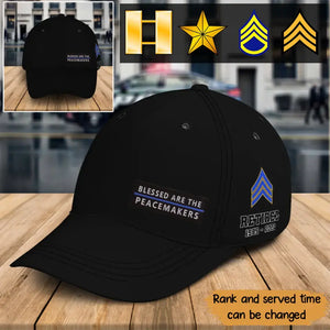 Personalized Blessed Are The Peacemakers US Police Retired Black Cap Printed QTKH24545