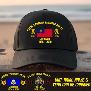 Personalized Royal Canadian Mounted Police Custom Rank & Name Black Cap 2D Printed VQ24539