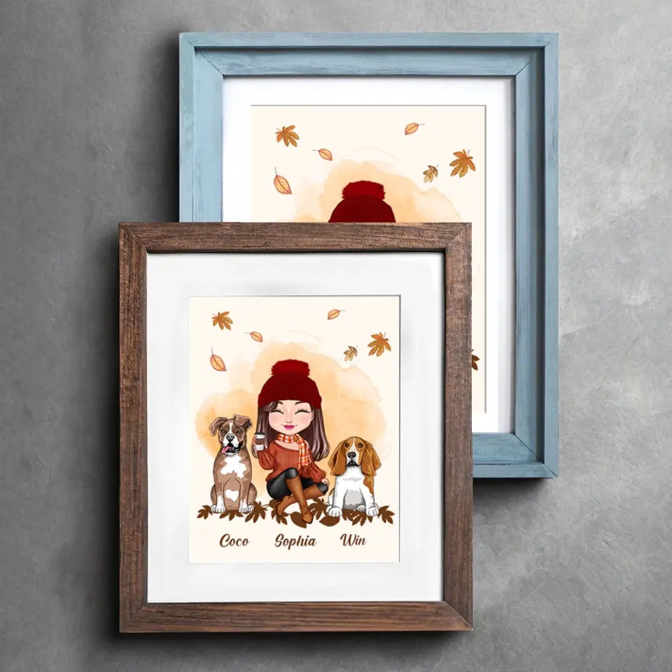 Personalized Dog Mom Fall Season Dog Lovers Gift Frame Poster Printed HN24534