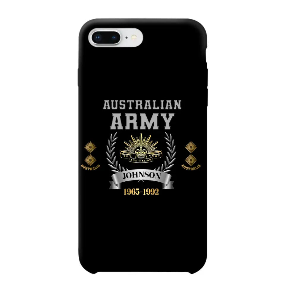 Personalized Australian Army Rank Camo Custom Name & Time Phonecase Printed AHVQ24540