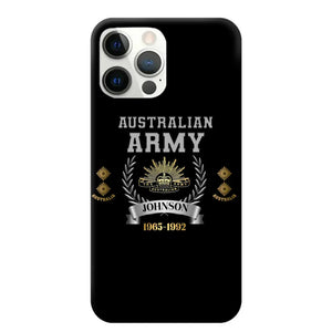 Personalized Australian Army Rank Camo Custom Name & Time Phonecase Printed AHVQ24540