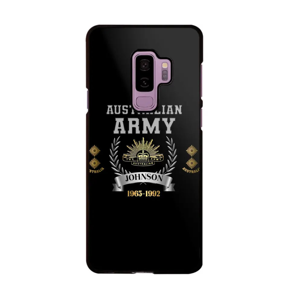 Personalized Australian Army Rank Camo Custom Name & Time Phonecase Printed AHVQ24540