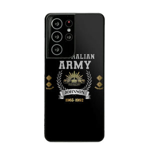 Personalized Australian Army Rank Camo Custom Name & Time Phonecase Printed AHVQ24540