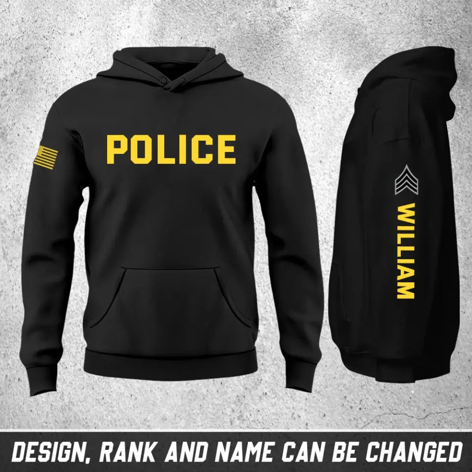 Personalized US Police Custom Rank & NameHoodie 2D Printed QTHN24546