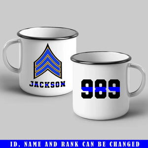 Personalized Police ID & Rank Thin Blue Line Steel Mug Printed QTKH24547