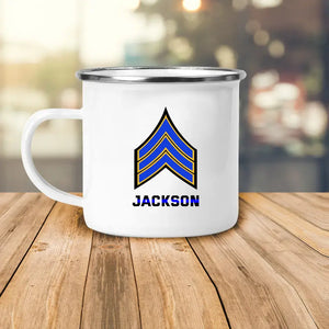 Personalized Police ID & Rank Thin Blue Line Steel Mug Printed QTKH24547