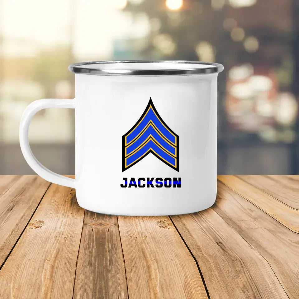 Personalized Police ID & Rank Thin Blue Line Steel Mug Printed QTKH24547