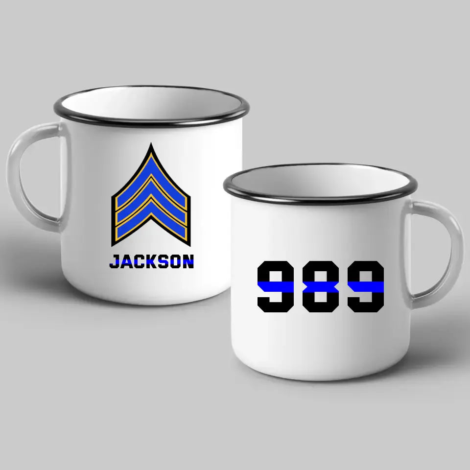 Personalized Police ID & Rank Thin Blue Line Steel Mug Printed QTKH24547