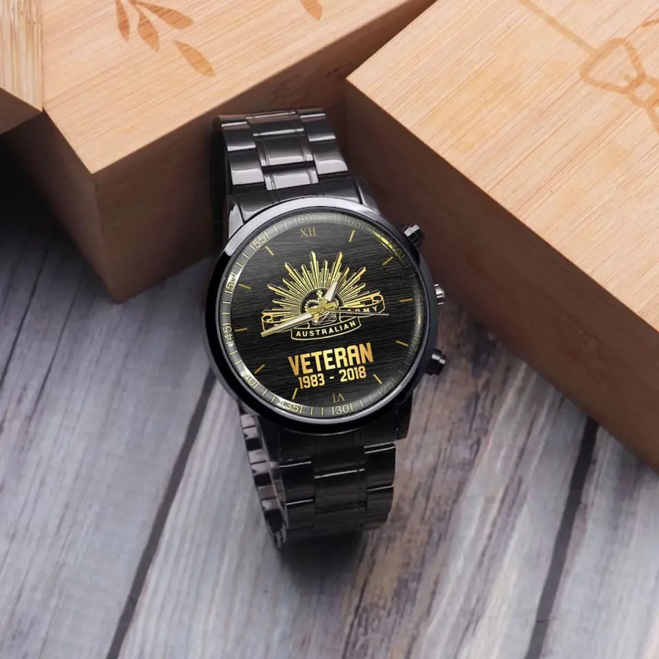 Personalized Australian Veteran Name & Served Time Watch Printed QTVQ24558