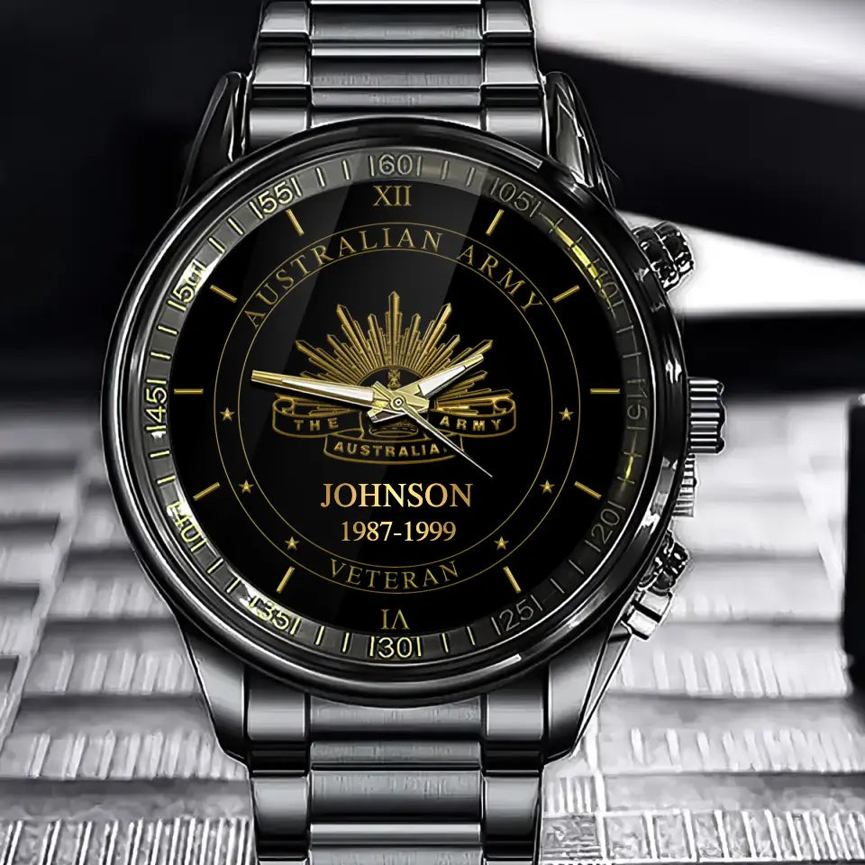 Personalized Australian Armed Forces Rank Camo Custom Name & Served Time Watch Printed AHVQ24563