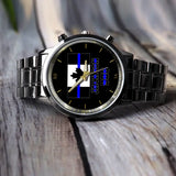 Personalized Canada Thin Blue Line Name & Badge Number Watch Printed QTKH24562
