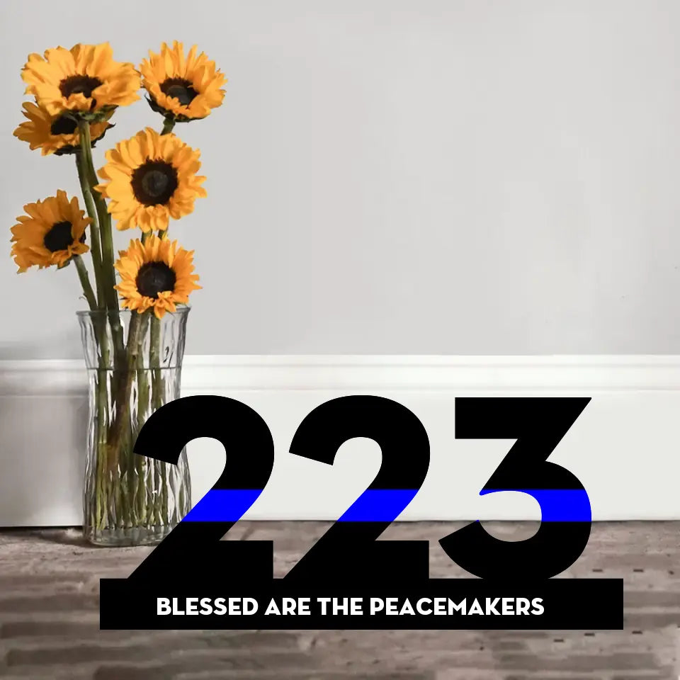 Personalized Blessed Are The Peacemakers Police ID Thin Blue Line Wooden Sign QTHN24548