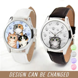 Personalized Cat Cute Cat Lovers Gift Women Watch Leather Band Printed HN24573