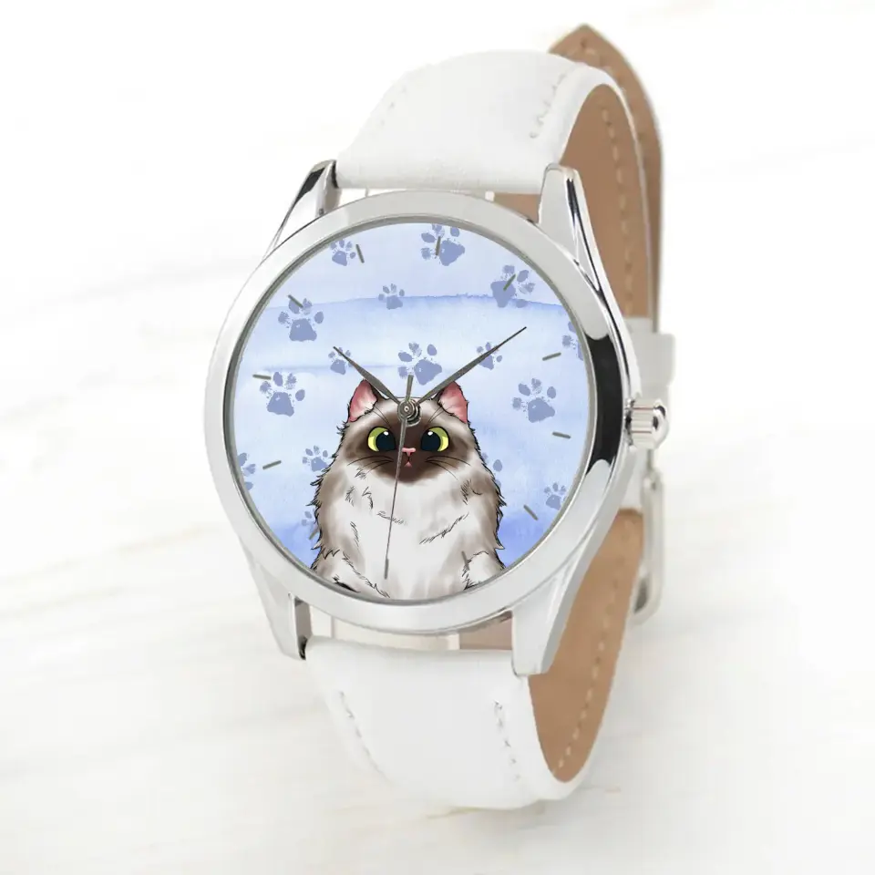 Personalized Cat Cute Cat Lovers Gift Women Watch Leather Band Printed HN24573