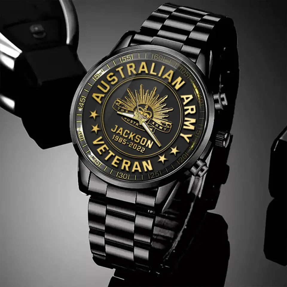 Personalized Australian Army Veteran Custom Name & Time Watch Printed QTKH24576
