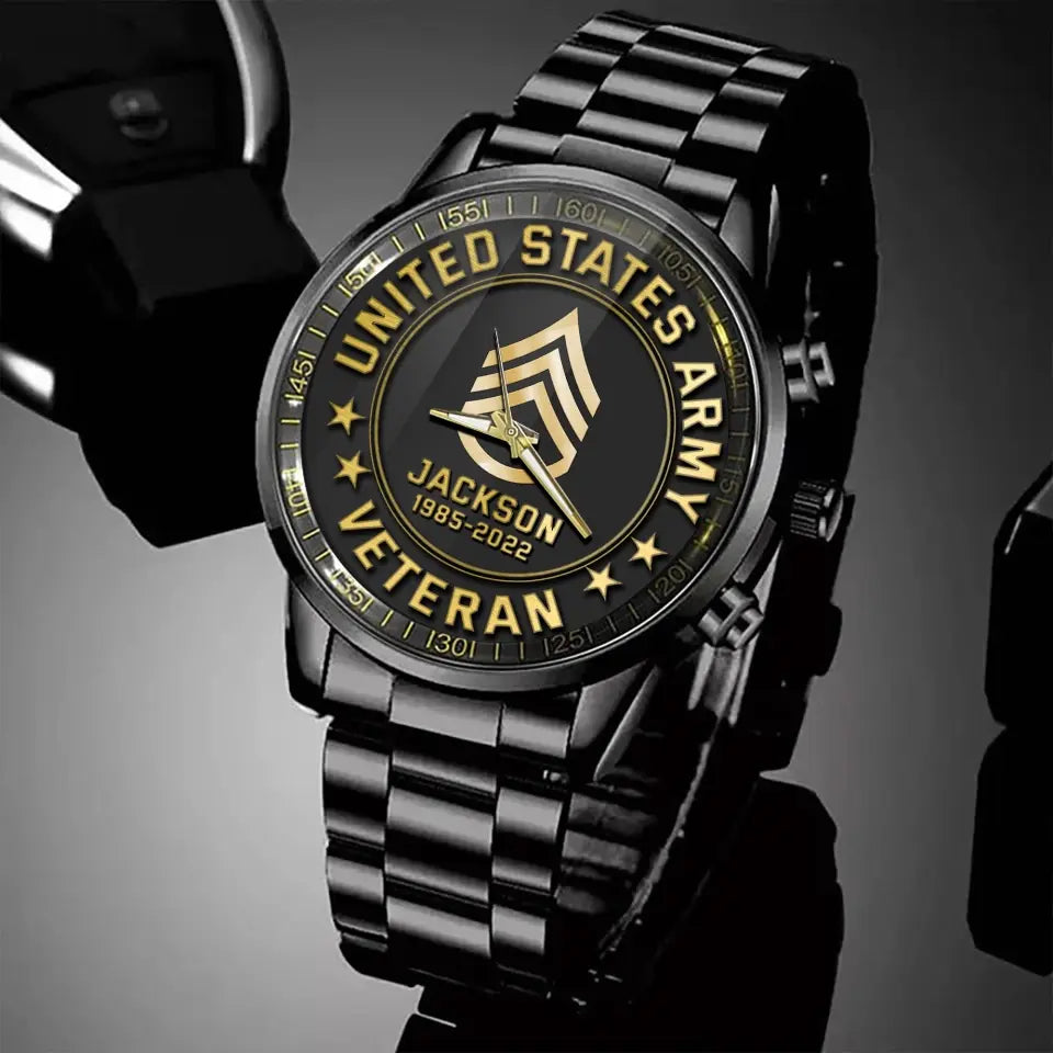 Personalized United States Army Veteran Custom Name & Time Watch Printed QTKH24576