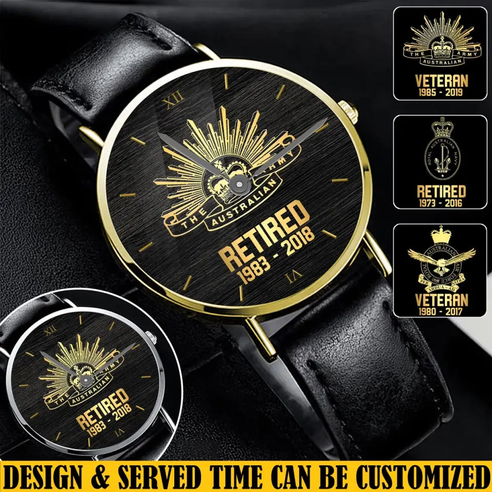 Personalized Retired Australian Veteran Army Logo Custom Time Women Watch Printed QTVQ24588