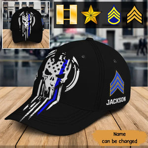 Personalized Skull US State Police Rank Custom Name Cap 3D Printed KVH24589