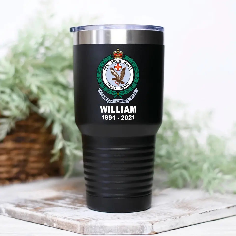 Personalized Austrlian Police Logo Custom Name & Served Time Tumbler Printed LVA24586