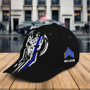 Personalized Skull US State Police Rank Custom Name Cap 3D Printed KVH24589