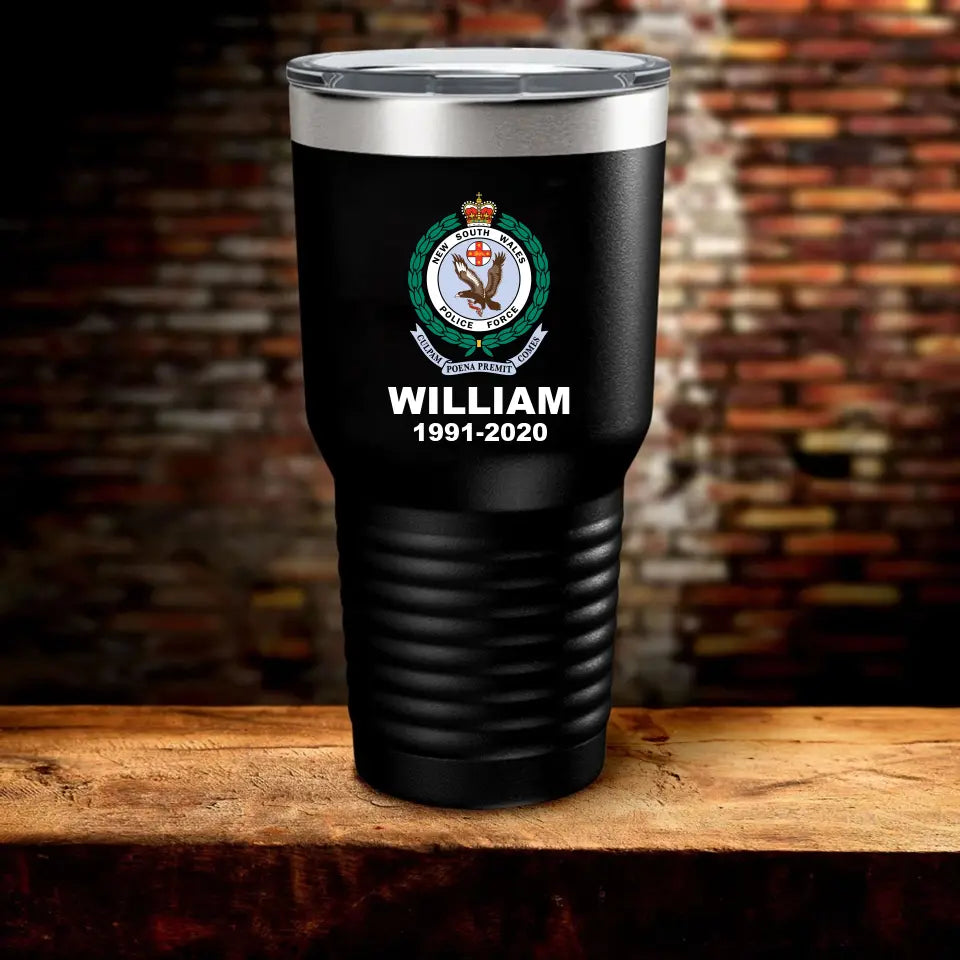 Personalized Austrlian Police Logo Custom Name & Served Time Tumbler Printed LVA24586