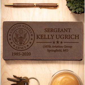 Personalized US Military Retired Veteran Leather Long Wallet QTKH24500