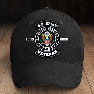 Personalized US Army Veteran Logo Custom Time Black Cap 2D Printed KVH24461