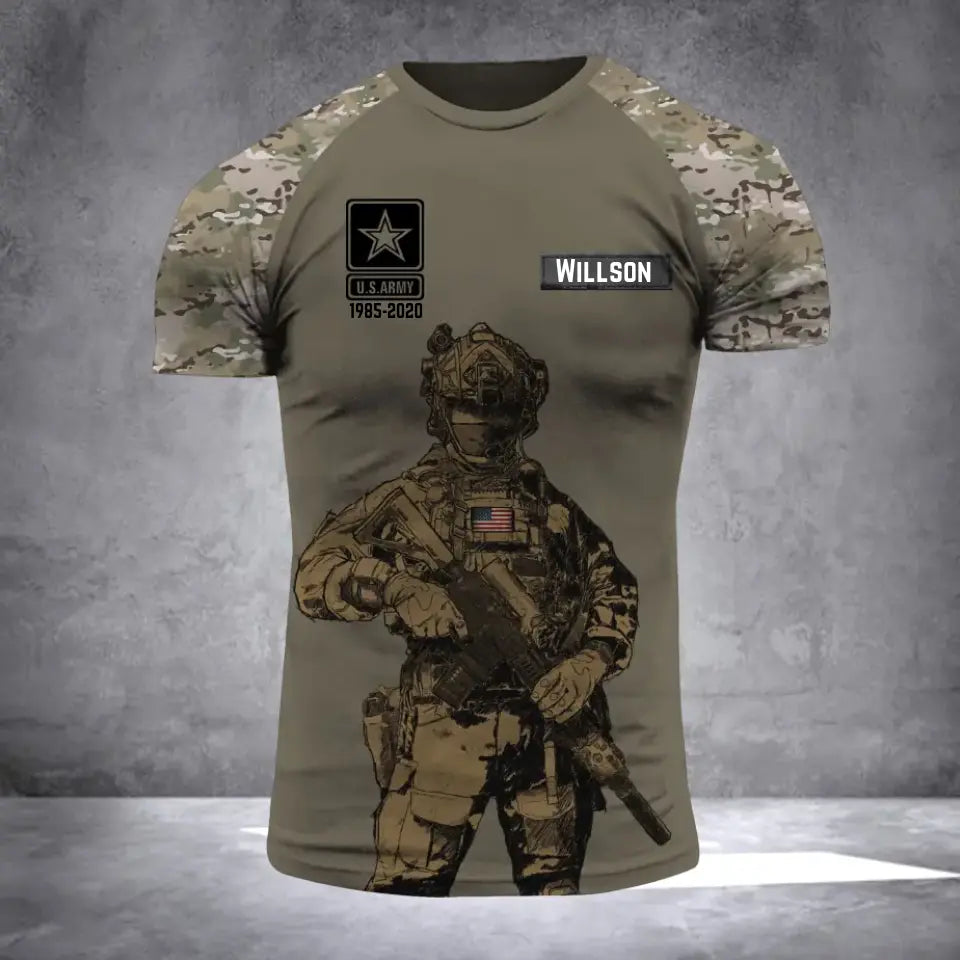 Personalized US Army Veteran T-shirt 3D Printed QTLVA24427