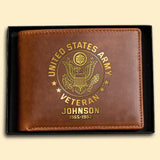 Personalized US Military Branch Leather Wallet QTKH723