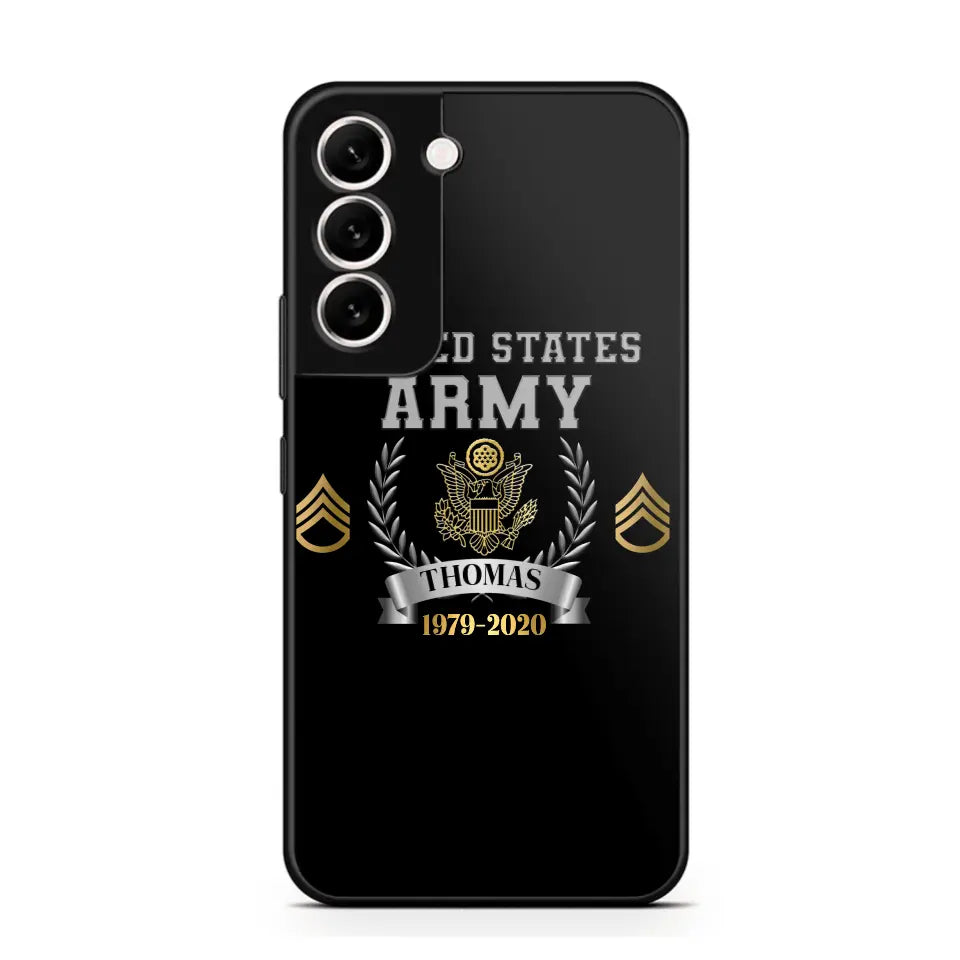 Personalized US Army Rank Camo Custom Name & Time Phonecase Printed AHVQ24540