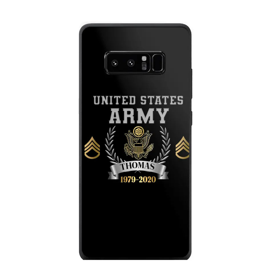 Personalized US Army Rank Camo Custom Name & Time Phonecase Printed AHVQ24540