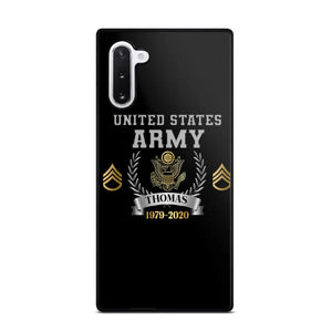 Personalized US Army Rank Camo Custom Name & Time Phonecase Printed AHVQ24540