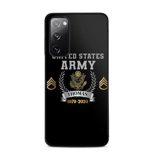 Personalized US Army Rank Camo Custom Name & Time Phonecase Printed AHVQ24540