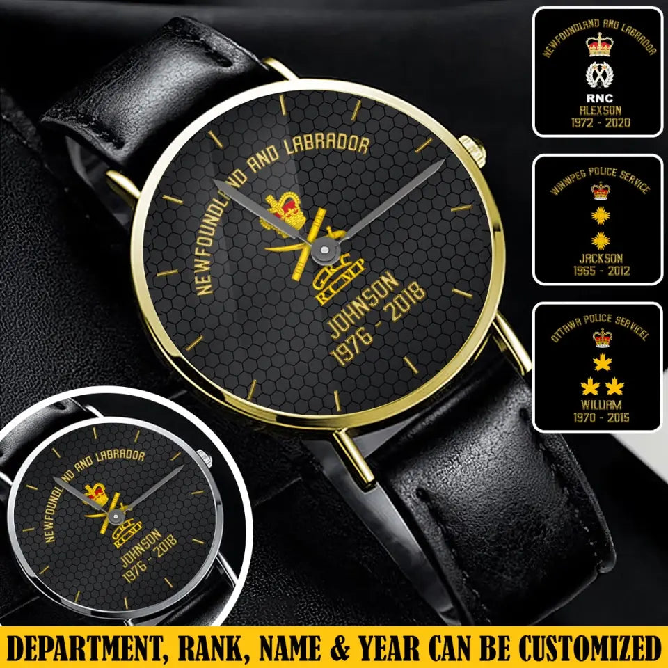 Personalized Police Branch Ranking Custom Name & Served Time Women Watch Printed VQ24591