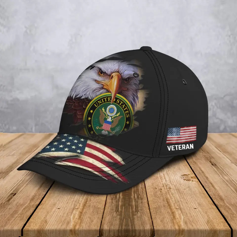 Personalized Eagle United State Flag Veteran Cap 3D Printed QTVA24291