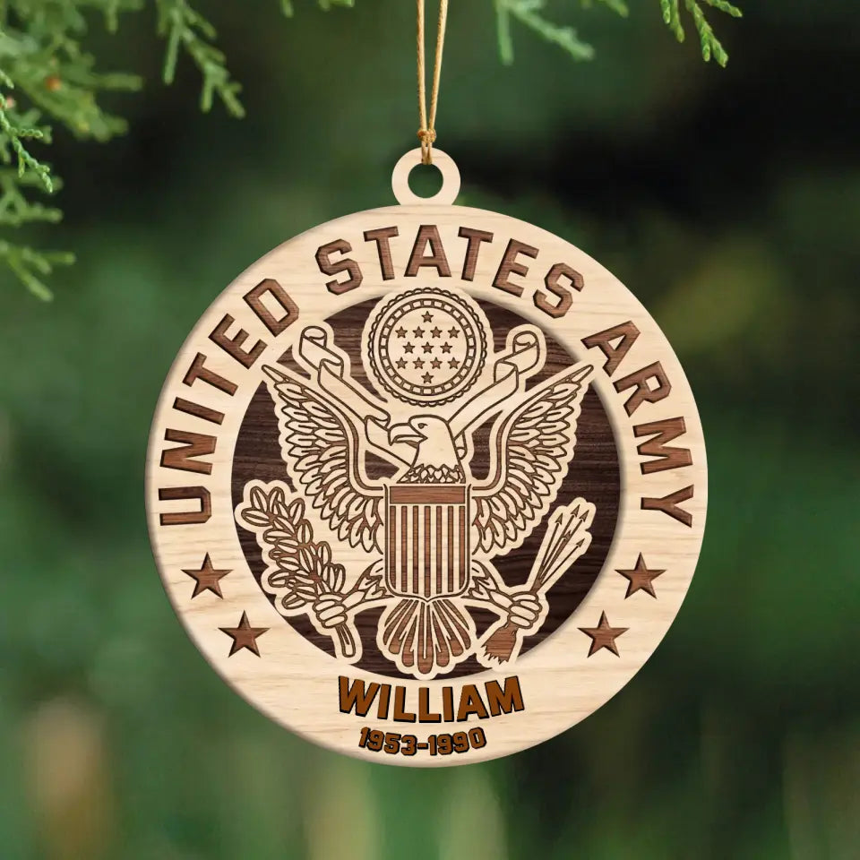 Personalized United States Military Wooden Ornament 2 Layer Printed QTPN650