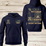 Personalized I'm A Veteran I Served I Sacrificed I Regret Nothing US Veteran Hoodie Printed LVA24177