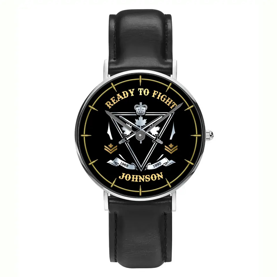 Personalized Ready To Fight Canadian Veteran Rank Camo Women Watch Printed AHVA24601
