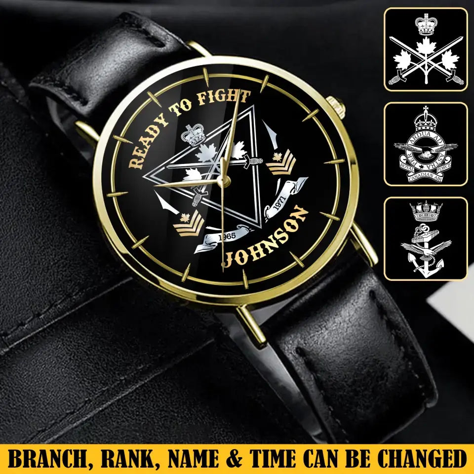 Personalized Ready To Fight Canadian Veteran Rank Camo Women Watch Printed AHVA24601