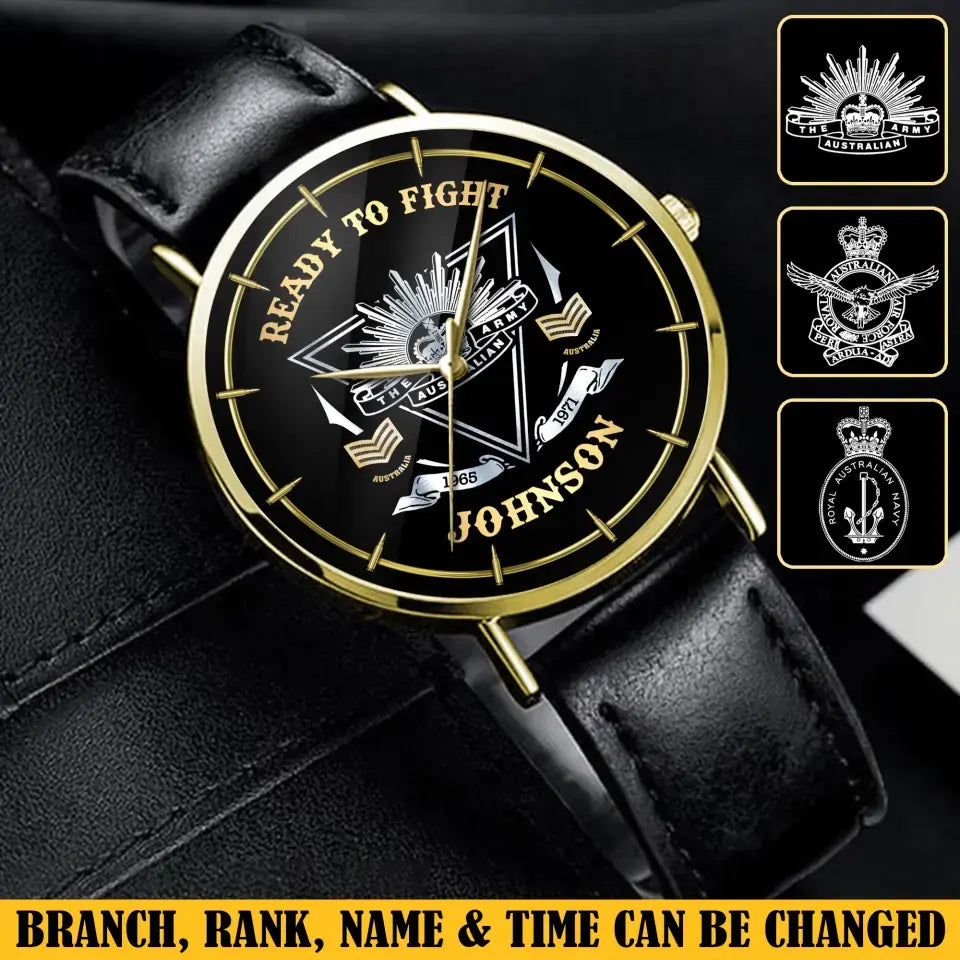 Personalized Ready To Fight Australian Veteran Rank Camo Women Watch Printed AHVA24601