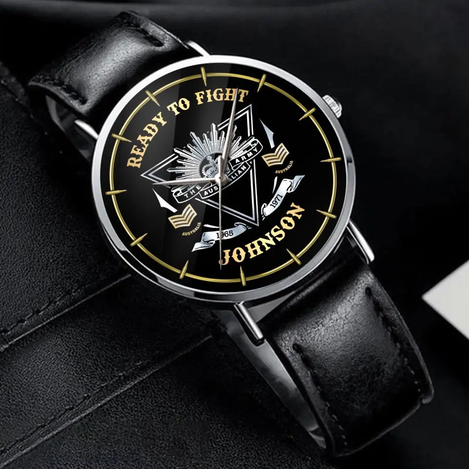 Personalized Ready To Fight Australian Veteran Rank Camo Women Watch Printed AHVA24601