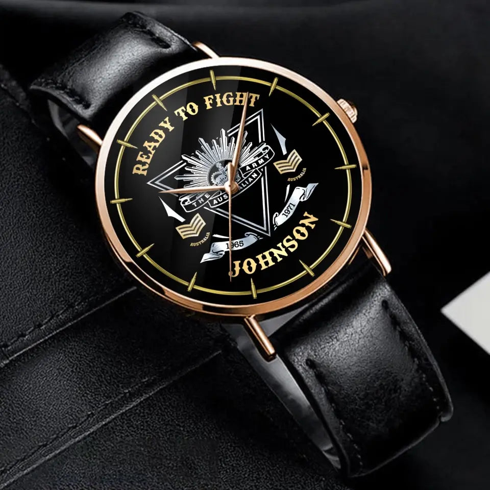 Personalized Ready To Fight Australian Veteran Rank Camo Women Watch Printed AHVA24601