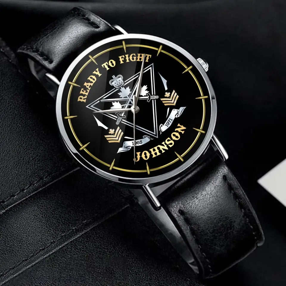 Personalized Ready To Fight Canadian Veteran Rank Camo Women Watch Printed AHVA24601