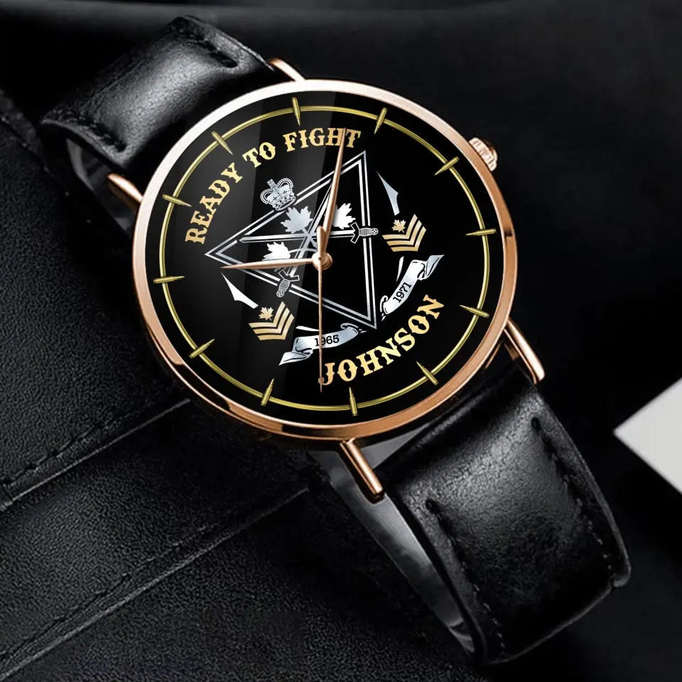 Personalized Ready To Fight Canadian Veteran Rank Camo Women Watch Printed AHVA24601