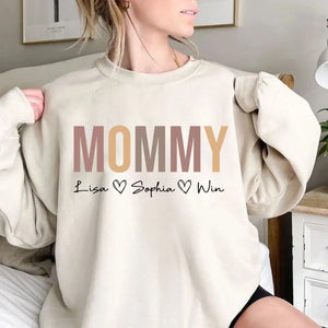 Personalized Auntie Mommy Hearts with Kid Names Sweatshirt Printed HN24595