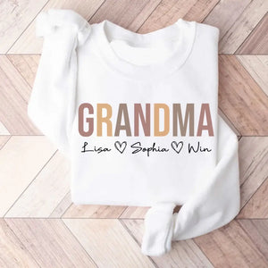 Personalized Auntie Mommy Hearts with Kid Names Sweatshirt Printed HN24595