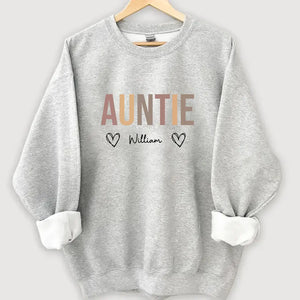 Personalized Auntie Mommy Hearts with Kid Names Sweatshirt Printed HN24595